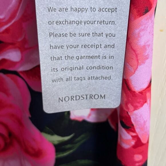 Vince Camuto Navy & Pink Floral Sheath Dress Knee Length Size 6 NEW Office Work - Picture 9 of 16